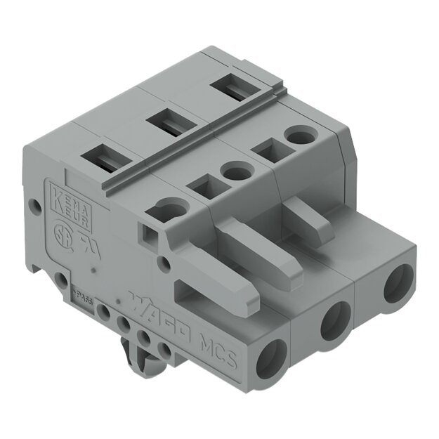 Wago 231-203/008-000 1-Leiter-Federleiste CAGE CLAMP® 2,5 mm² Rastermaß 7,5 mm 3-polig Rastfüße 2,50 mm² grau