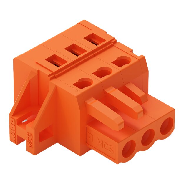 Wago 231-303/031-000 1-Leiter-Federleiste CAGE CLAMP® 2,5 mm² Rastermaß 5,08 mm 3-polig Befestigungflansch 2,50 mm² orange