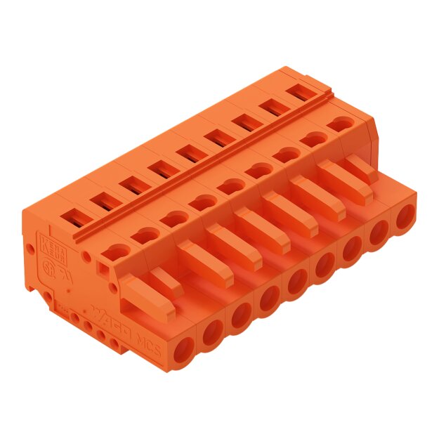 Wago 231-309/026-000 1-Leiter-Federleiste CAGE CLAMP® 2,5 mm² Rastermaß 5,08 mm 9-polig 2,50 mm² orange