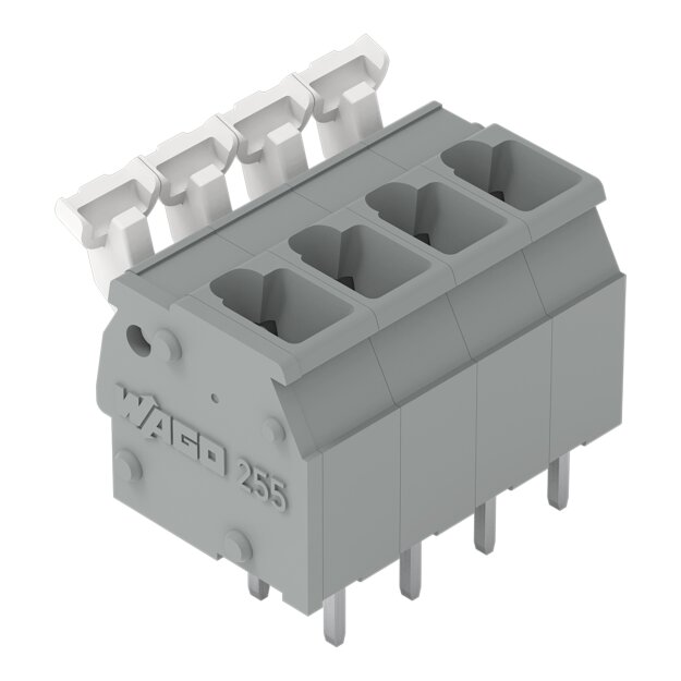 Wago 255-412 Leiterplattenklemme Drücker 2,5 mm² Rastermaß 5/5,08 mm 12-polig CAGE CLAMP® Brückungsmöglichkeit 2,50 mm² grau