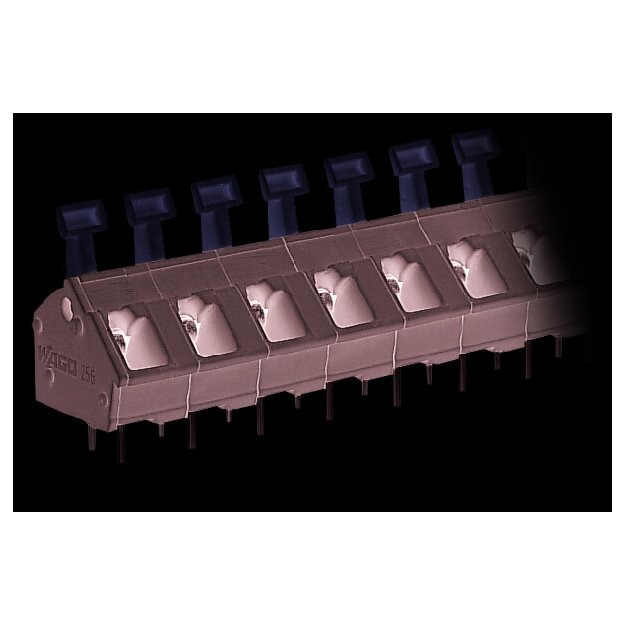 Wago 256-503 Leiterplattenklemme Drücker 2,5 mm² Rastermaß 7,5/7,62 mm 3-polig CAGE CLAMP® Brückungsmöglichkeit 2,50 mm² grau