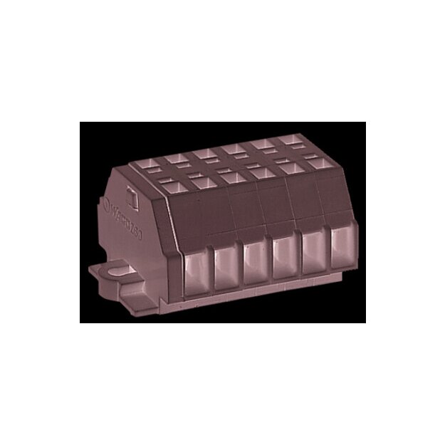 Wago 260-106 2-Leiter-Klemmenleiste ohne Drücker mit Befestigungsflanschen 6-polig für Schraub- u.ä. Befestigungsarten Befestigungsloch Ø 3,2 mm 1,5 mm² CAGE CLAMP® 1,50 mm² grau