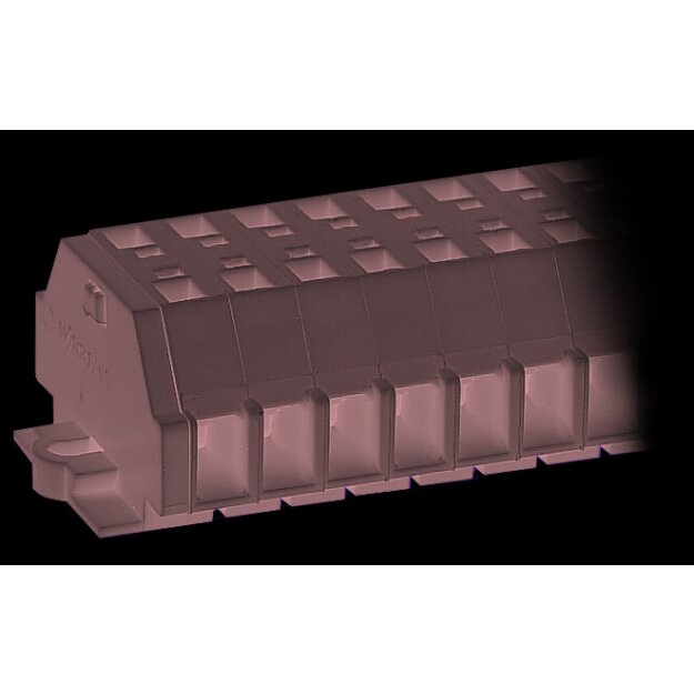 Wago 261-102 2-Leiter-Klemmenleiste ohne Drücker mit Befestigungsflanschen 2-polig für Schraub- u.ä. Befestigungsarten Befestigungsloch Ø 3,2 mm 2,5 mm² CAGE CLAMP® 2,50 mm² grau