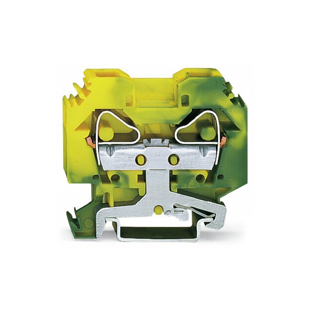 Wago 283-107 2-Leiter-Schutzleiterklemme 16 mm² seitliche Beschriftungsaufnahmen für Tragschiene 35 x 15 und 35 x 7,5 CAGE CLAMP® 16,00 mm² grün-gelb