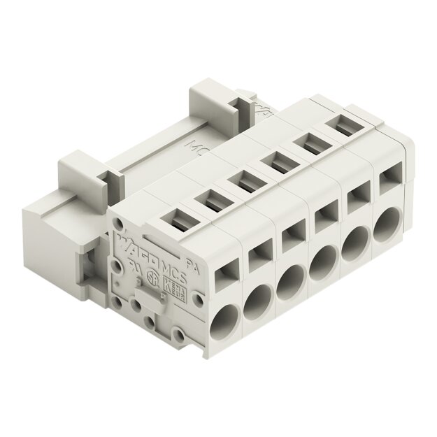 Wago 721-606 1-Leiter-Stiftleiste CAGE CLAMP® 2,5 mm² Rastermaß 5 mm 6-polig 100% fehlsteckgeschützt 2,50 mm² lichtgrau