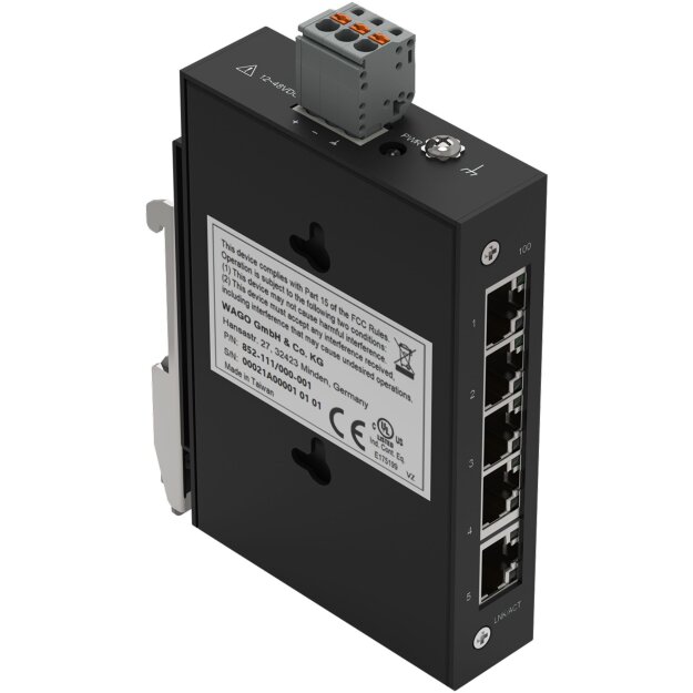 Wago 852-111/000-001 Industrial-ECO-Switch 5 Ports 100Base-TX schwarz