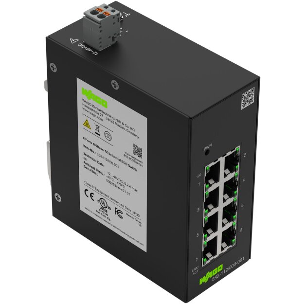 Wago 852-112/000-001 Industrial-ECO-Switch 8 Ports 100Base-TX schwarz