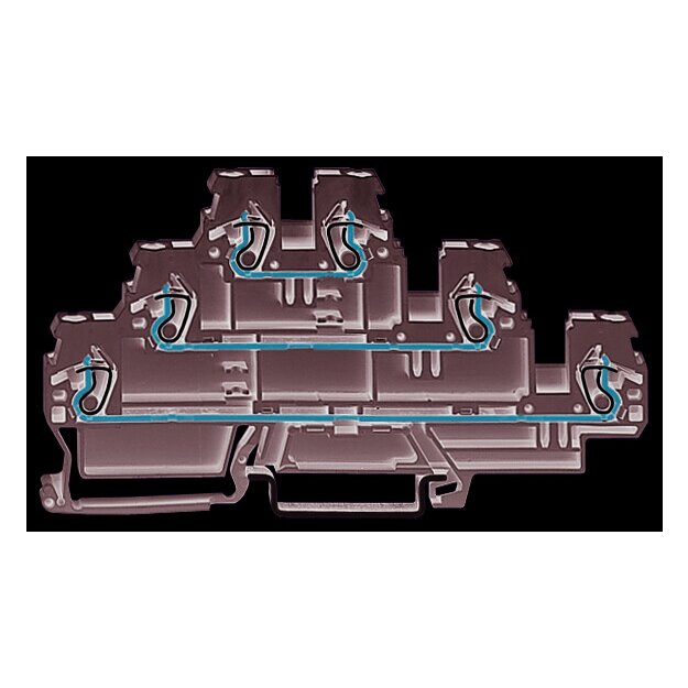 Wago 870-553 Dreistockklemme Durchgangs-/Durchgangs-/Durchgangsklemme für Tragschiene 35 x 15 und 35 x 7,5 2,5 mm² CAGE CLAMP® 2,50 mm² grau