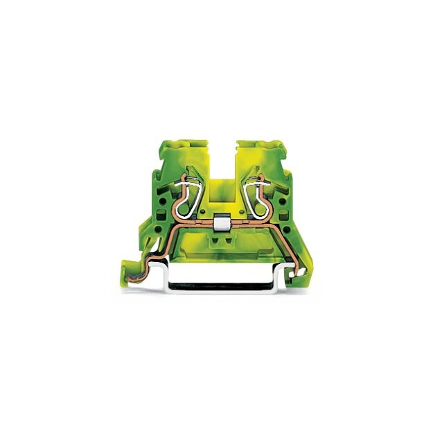 Wago 870-907/999-950 2-Leiter-Schutzleiterklemme 2,5 mm² für Anwendungen Ex e II geeignet seitliche Beschriftungsaufnahmen für Tragschiene 35 x 15 und 35 x 7,5 CAGE CLAMP® 2,50 mm² grün-gelb