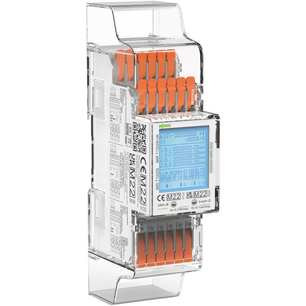 Wago 879-3040 Energiezähler (MID) für Wandleranschluss 1 A / 5 A 3x230/400V 50Hz Modbus® und M-Bus 2 x S0-Schnittstelle 2PU CT