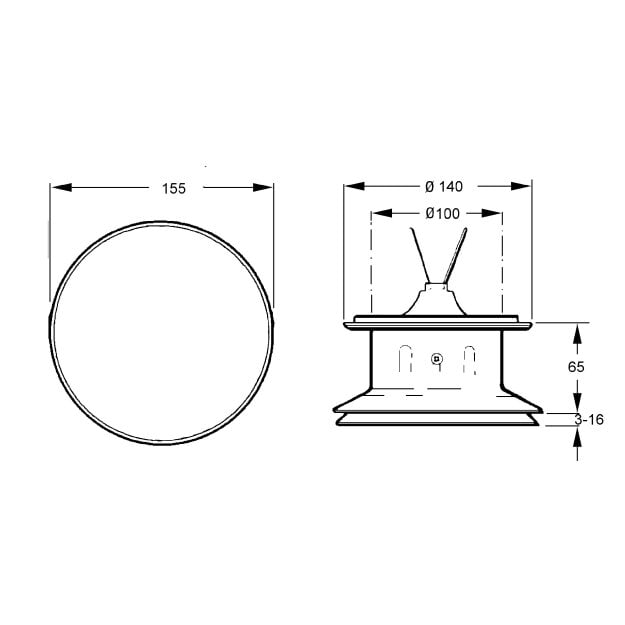 Maico WD 10 D Weitwurfdüse WD 10 D für Wohnungen Deckenmontage DN100