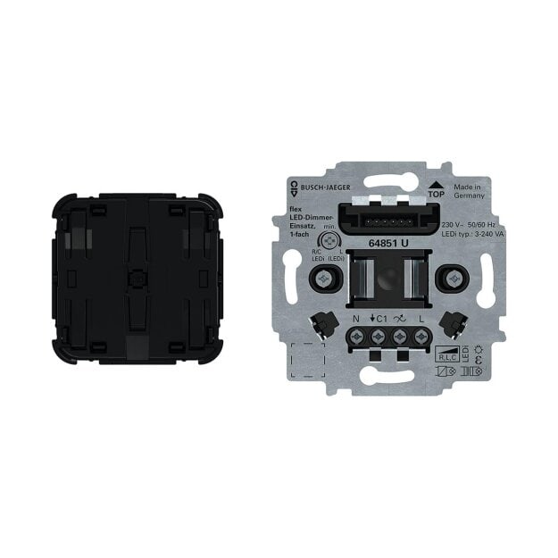 Busch-Jaeger flexTronics® Wireless Set: 62711-WL Bedienelement flex 1-fach Wireless 2CKA006200A0280 + 64851 U LED-Dimmer-Einsatz flex 1-fach 2CKA006500A0012