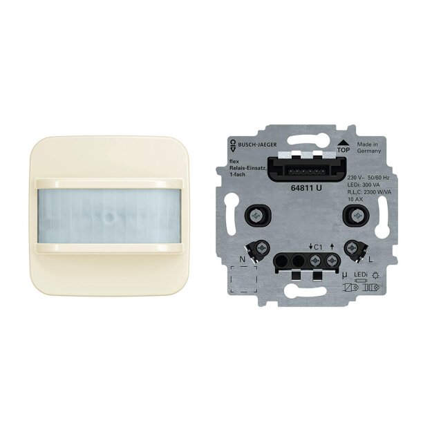 Busch-Jaeger flexTronics® Wireless Set: 2CKA006200A0160 62762-212-WL BW 180 flex Komfort-Sensor Wireless mit Selectlinse + 64811 U Relais-Einsatz flex 1-fach 2CKA006800A3041