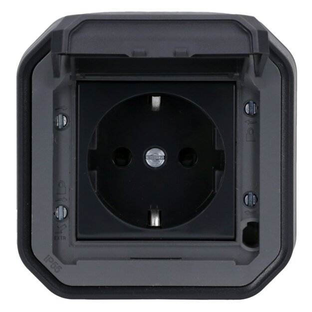 Legrand 069708L Plexo New FRAP GreenUp Schutzkontakt-Steckdose SL,EB,IP44,IK08, Anthrazit