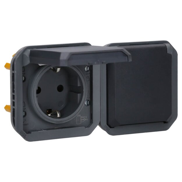 Legrand 069879L Plexo New Einsatz 2-f vorverdrahtete SSDO horizontal, SL, EB,IP44IK08, Anthrazit