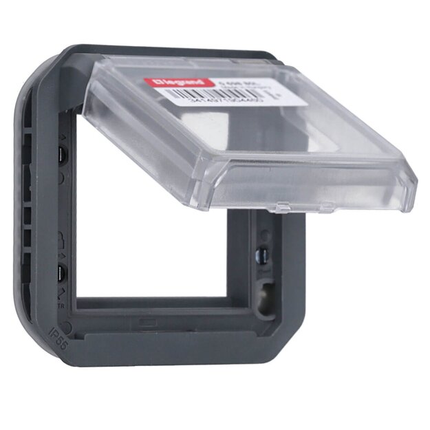 Legrand 069880L Plexo New Einsatz Mosaic Adapter mit transparentem Klappdeckel Anthrazit