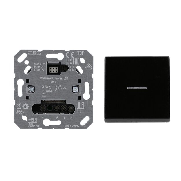 Jung Home Tastdimmer 1711DE Tastdimmer LED + BTA17101SW Wippe Schwarz Serie A