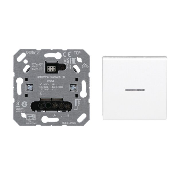 Jung Home Tastdimmer 1710DE Dimmer LED + BTAS17101WW Wippe Alpinweiß Serie AS