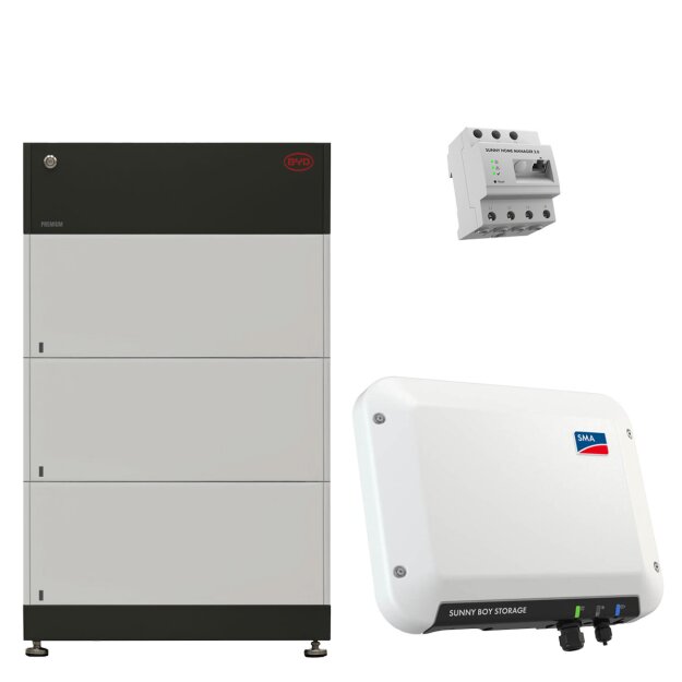 BYD B-Box HVS 7.7 7,68 kWh (3x Batteriemodul 2,56 kWh + Batteriesteuergerät)+ SMA SB Storage 2.5 + SMA-HM-20