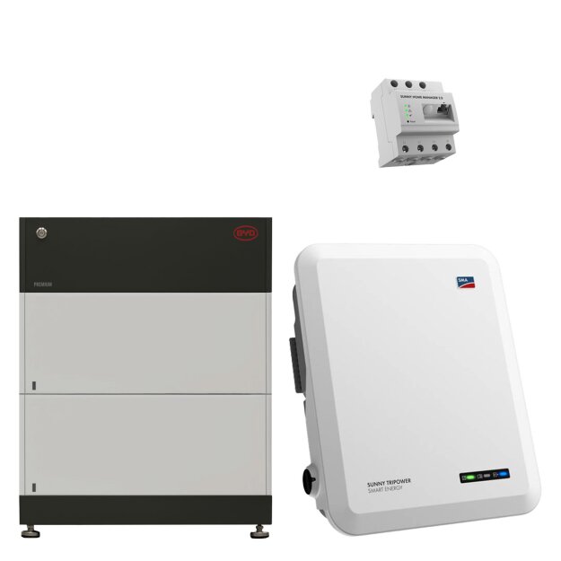 BYD B-Box HVS 5.1 (2x Batteriespeichermodul 2,56 kWh + Batteriesteuergerät) + SMA STP 5.0 Smart Energy + SMA-HM-20