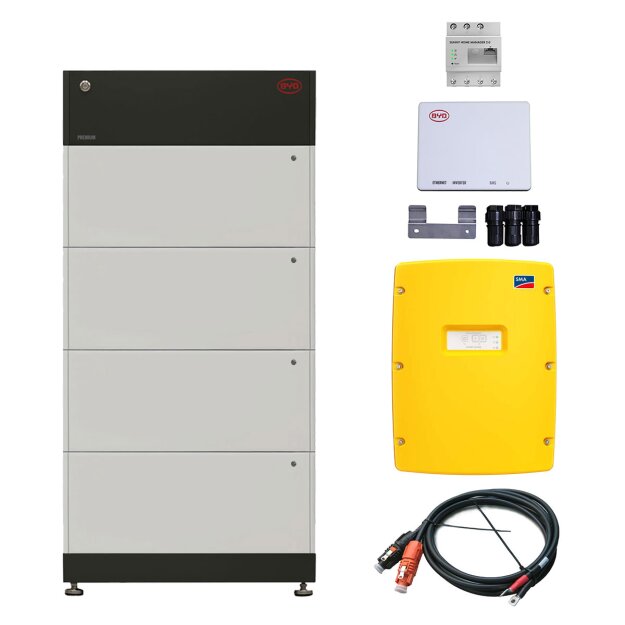 BYD B-Box LVS 16.0 (16 kWh) (4x Batteriespeichermodul 4 kWh + Power Distribution Unit + Batteriekontrolleinheit) + SMA SI 6.0H + SMA-HM-20 + Kabelset HIS-BYD-RKS_50_2500
