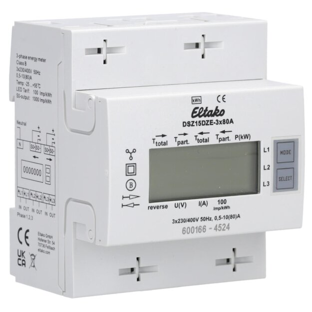 Eltako Zweiweg-Drehstromzähler DSZ15DZE-3x80A