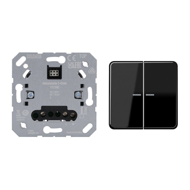 JUNG HOME Tastdimmer 1723NE Nebenstelle 3-Draht + BTCD17102BFSW Taster 2-fach Schwarz