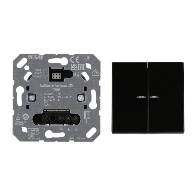 JUNG HOME Tastdimmer Universal LED + BTLS17102BFSW Taster 2-fach Schwarz