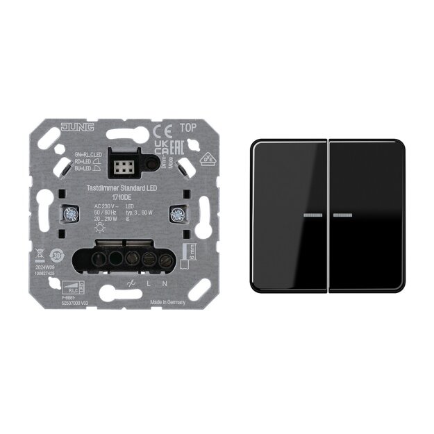 JUNG HOME Tastdimmer Standard + BTCD17102BFSW Taster 2-fach Schwarz