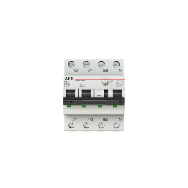 AEG DMA63NpC20/030 LSFI-Schalter 6kA 3P+N Typ A C 20 30mA 2CSR256154R1204
