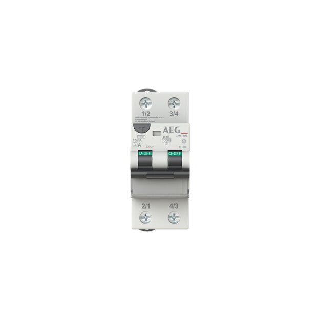 AEG DPC100 A B16/010 LSFI-Schalter 2P Typ A B-Char. 16A 10mA 10kA 4TQA611485R0000