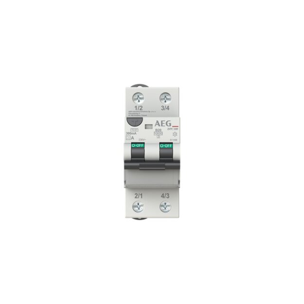 AEG DPC100 A B20/300 LSFI-Schalter 2P Typ A B-Char. 20A 300mA 10kA 4TQA611498R0000