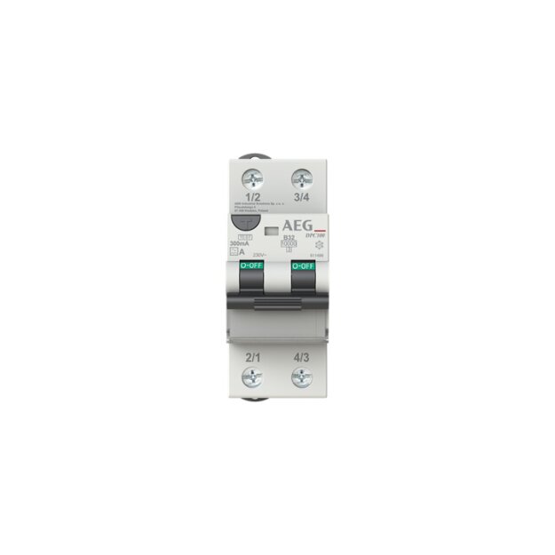AEG DPC100 A B32/300 LSFI-Schalter 2P Typ A B-Char. 32A 300mA 10kA 4TQA611499R0000