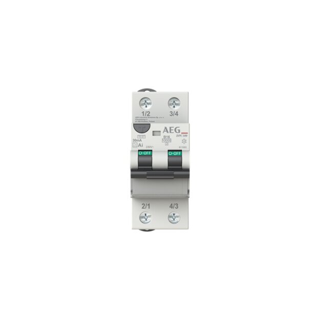 AEG DPC100 AI B16/030 LSFI-Schalter 2P Typ AI B-Char. 16A 30mA 10kA 4TQA611503R0000
