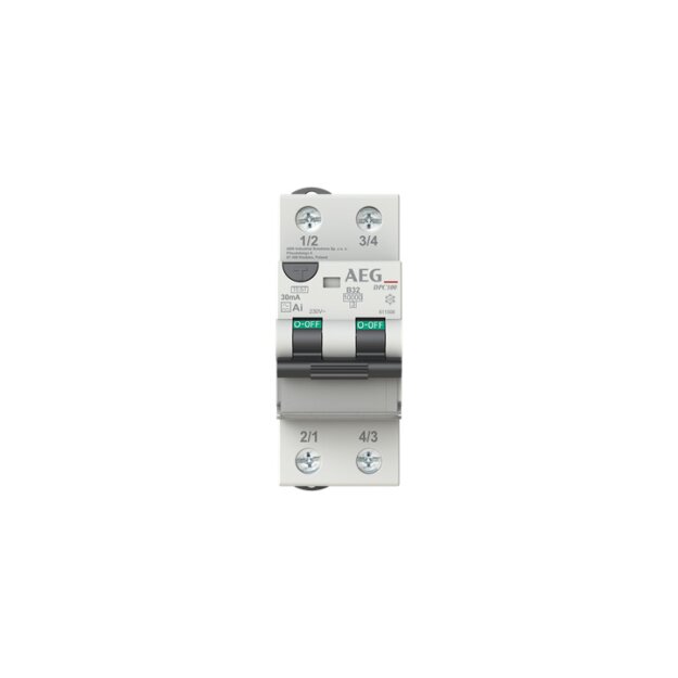 AEG DPC100 AI B32/030 LSFI-Schalter 2P Typ AI B-Char. 32A 30mA 10kA 4TQA611506R0000