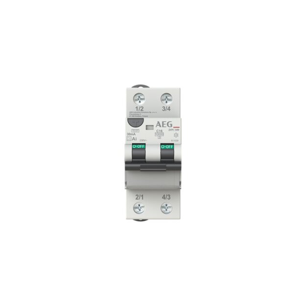 AEG DPC100 AI C16/030 LSFI-Schalter 2P Typ AI C-Char. 16A 30mA 10kA 4TQA611529R0000