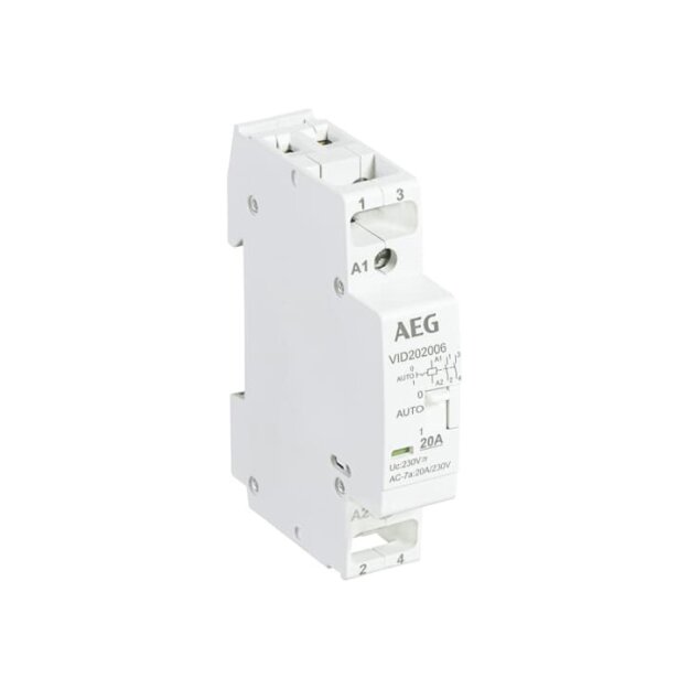 AEG VID202006 Installationsschütz 2S/0Ö 230 V AC QTY 12 4TQB112261R0000