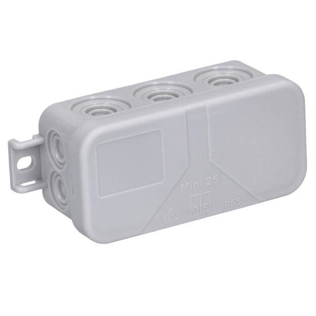 Spelsberg Mini 25 leer Abzweigdose Schutzart IP55 max. Leiterquerschnitt 2,5² Schlagfestigkeit IK07 Schutzklasse II Ui 400V AC VDE 31090801