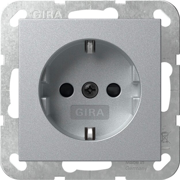 Gira 438326 SCHUKO-Steckdose SH ohne Krallen SRK System 55 Aluminium