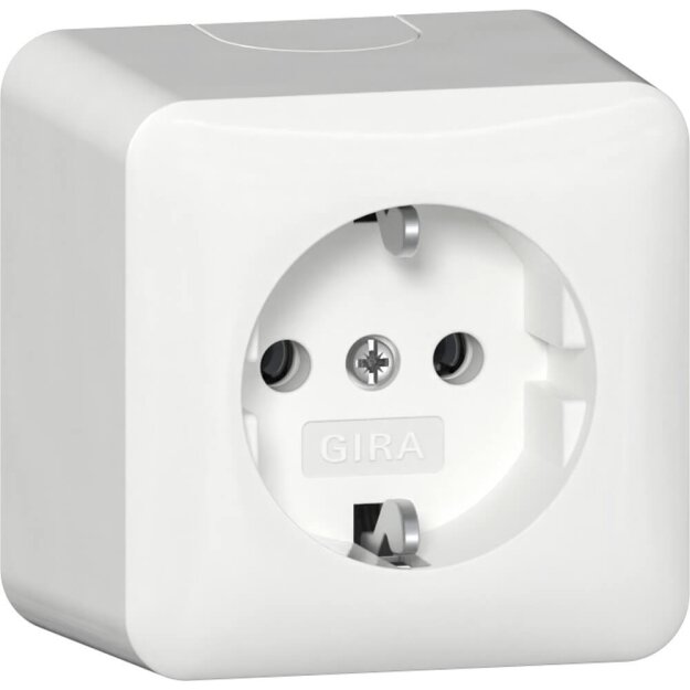 Gira 444013 SCHUKO-Steckdose + Montageplatte Aufputz Reinweiß