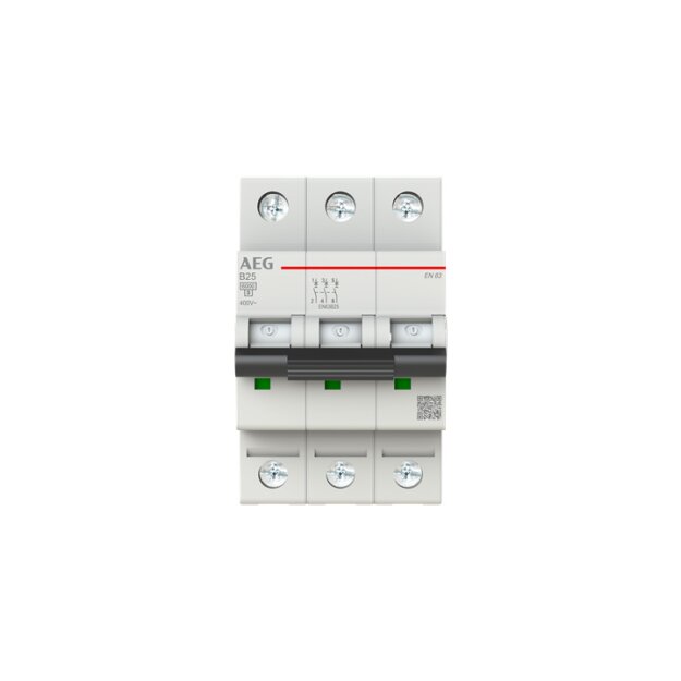 AEG EN63B25 Leitungsschutzschalter, Elfaplus 6kA, B-Charakteristik, 25A, 3P 2CDS253088R0255