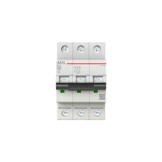 AEG EN103B32 Leitungsschutzschalter, Elfaplus 10kA, B-Charakteristik, 32A, 3P 2CDS273088R0325