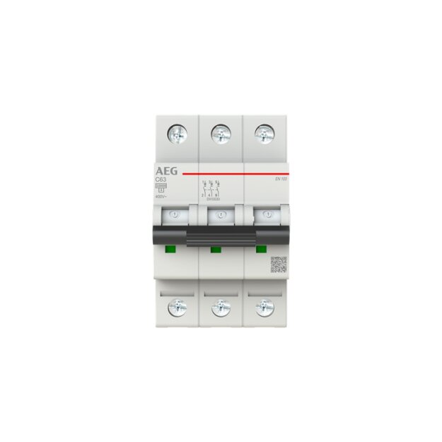 AEG EN103C63 Leitungsschutzschalter, Elfaplus 10kA, C-Charakteristik, 63A, 3P 2CDS273088R0634