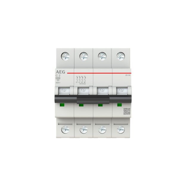 AEG EN104C02 Leitungsschutzschalter, Elfaplus 10kA, C-Charakteristik, 2A, 4P 2CDS274088R0024