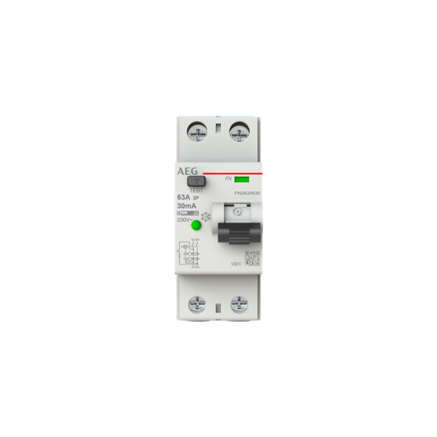 AEG FN263/B30 FI-Schalter 2P Typ B 63A, 30mA, 2 Teilungseinheiten 2CSF702556R1630