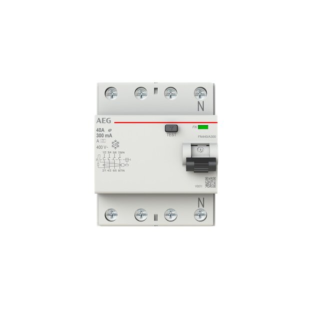 AEG FN440/A300 FI-Schalter 4P Typ A 40A, 300mA, 4 Teilungseinheiten 2CSF704156R3400