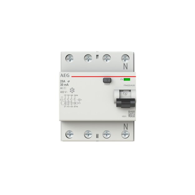 AEG FN425/AI30 FI-Schalter 4P Typ AI 25A, 30mA, 4 Teilungseinheiten 2CSF704456R1250
