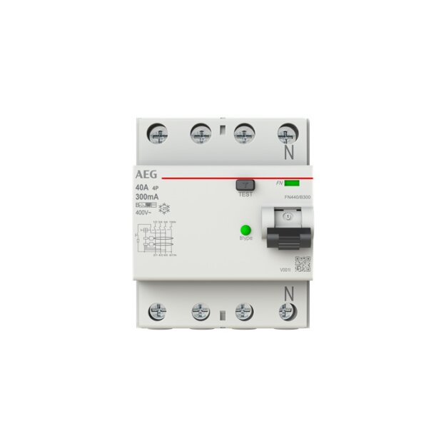 AEG FN440/B300 FI-Schalter 4P Typ B 40A, 300mA, 4 Teilungseinheiten 2CSF704556R3400