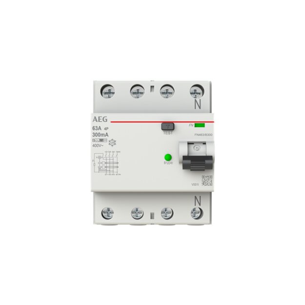 AEG FN463/B300 FI-Schalter 4P Typ B 63A, 300mA, 4 Teilungseinheiten 2CSF704556R3630