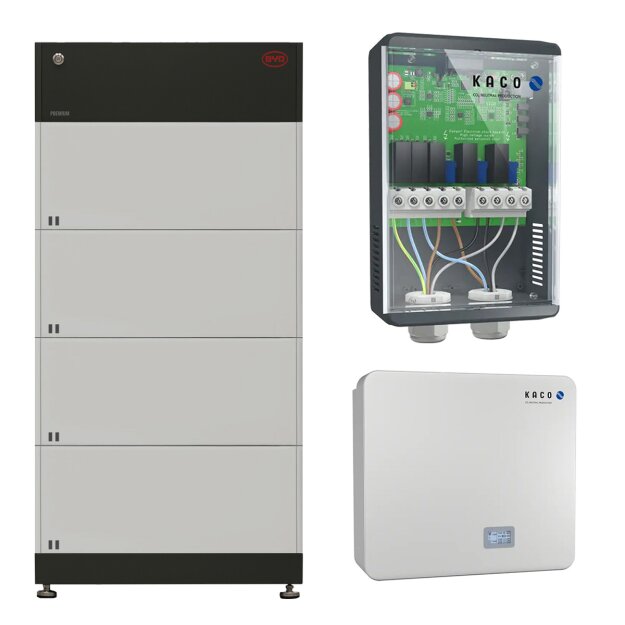 BYD + Kaco: BYD B-BOX HVM 11.0 (11,04 kWh) ( 4x B-Box Premium HVM (2,76 kWh) + Batteriesteuergerät)  + KACO new energy blueplanet hybrid 10.0TL3 + blueplanet HY-SWITCH Trennschalter